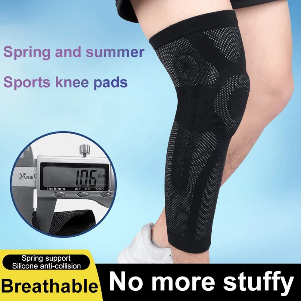 1 PC Sports Lengthen Leg Compression Sleeve Knee Protector Non-slip Knee Brace Support for Joint Pain Relief and Injury Recovery