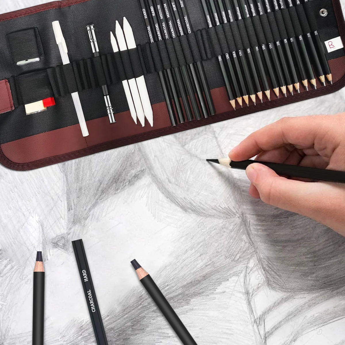 29-70 pcs Drawing Set Sketching Kit - Art Supplies,for Adults Artists with 3-Color Sketchbook,Graphite,Pastel,Charcoal Pencils