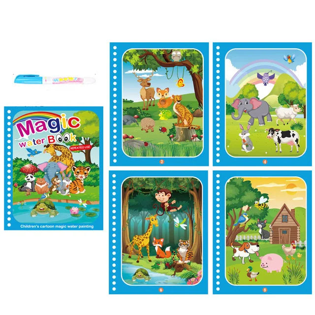 Children Painting Drawing Toys Reusable Coloring Book Magic Water Drawing Book Sensory Early Education Toys for Kids