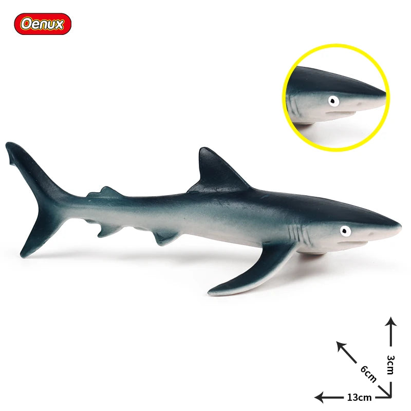 Oenux Ocean Animals Action Figures Sealife Shark Whare Megalodon Model Figurines PVC Home Decoration Kid Cognitive Education Toy