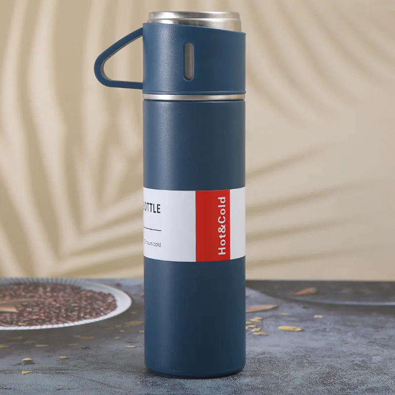 500ML Stainless Steel Vacuum Flask Gift Set Office Business Style Thermos Bottle Outdoor Hot Water Thermal Insulation Couple Cup
