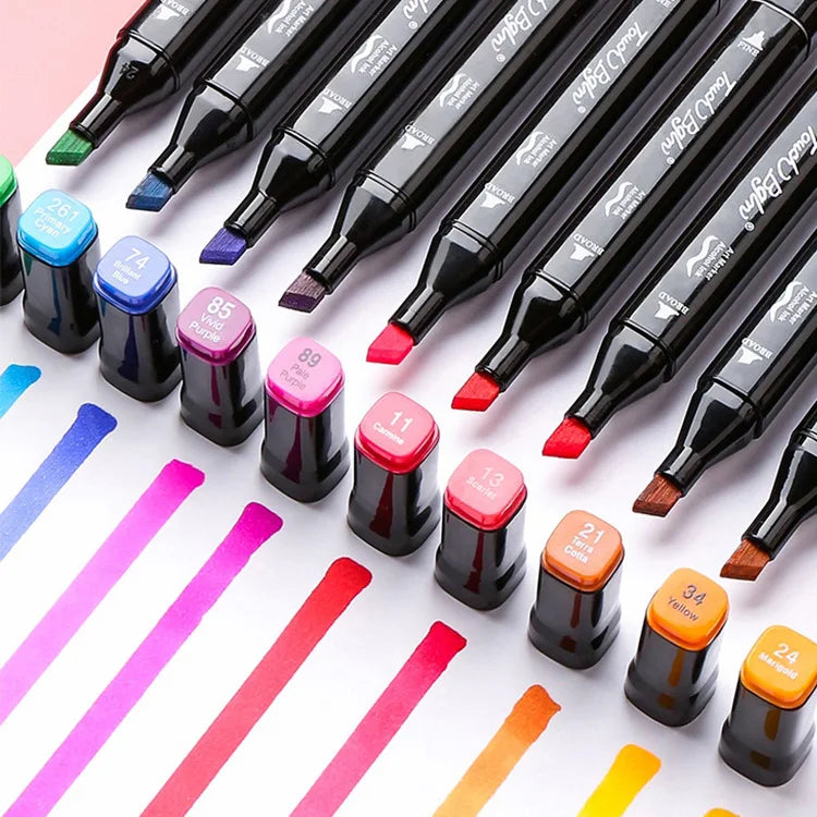 24-168 Colored Marker Pens Set Manga Brush Pen Drawing sketch Kawaii Art School Supplies Stationery Paint Lettering Markers