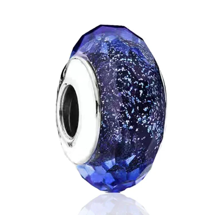 2025classic 925 Sterling Silver Colored Flower Leaf Cosmic Rainbow Murano Glass Charms Beads Fit DIY Bracelet Women Jewelry Gift
