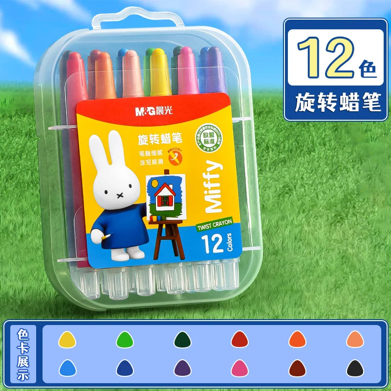 M&G Swivel Crayons in PP Box 12/24/36/48 Colors Set Suitable for Students' Drawings