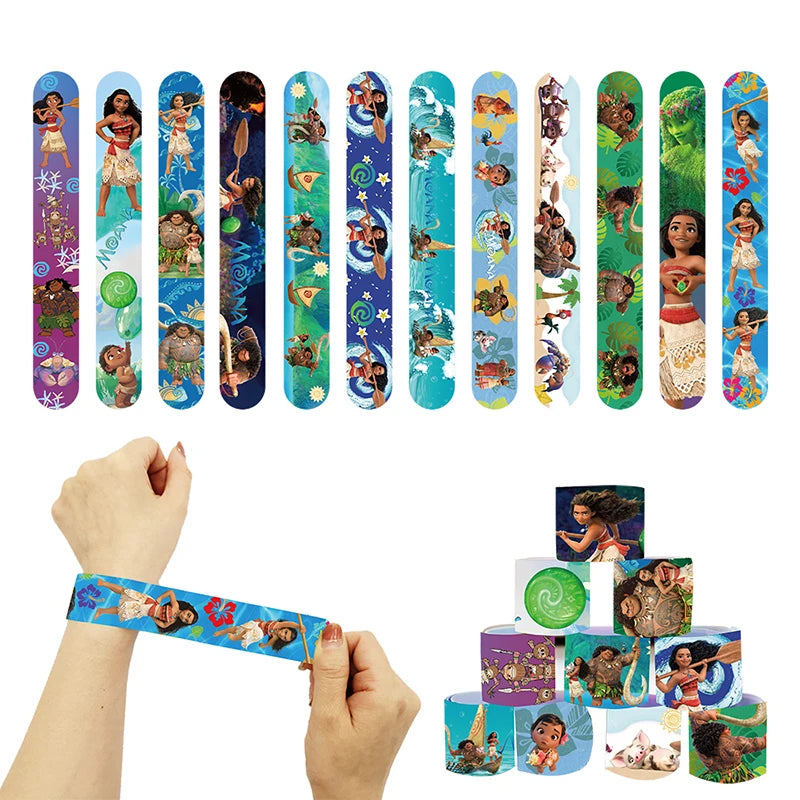 Moana 2 Party Favors Supplies Silicone Bracelet Slap Bracelets Keychain for Kids Birthday Gift Bags Goodie Bags Stocking Bag
