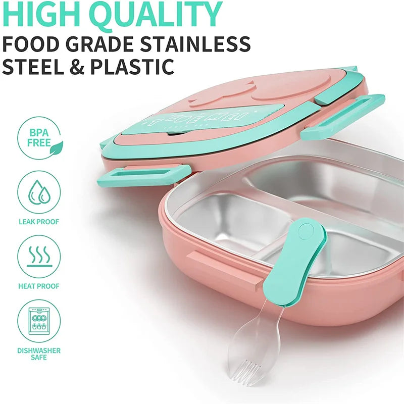 500ML Stainless Steel Bento Box Insulated Lunch Box For Kids Toddler Girls Metal Portion Sections Leakproof Lunch Container Box