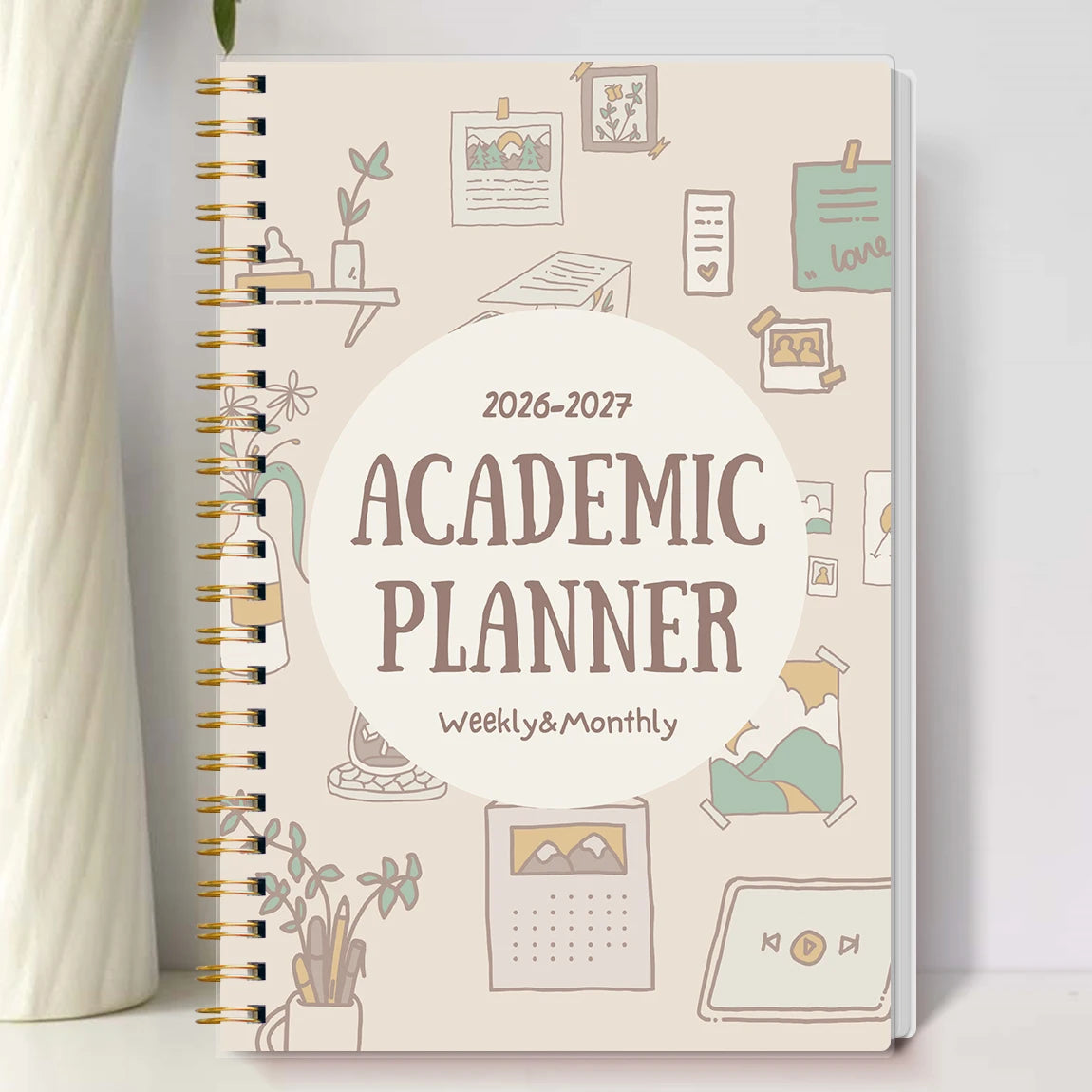 A5 2026-2027 Academic Planner Weekly Monthly Organizer, Jan 2026 to Dec 2027, School Student Teacher Spiral Notebook Calendar