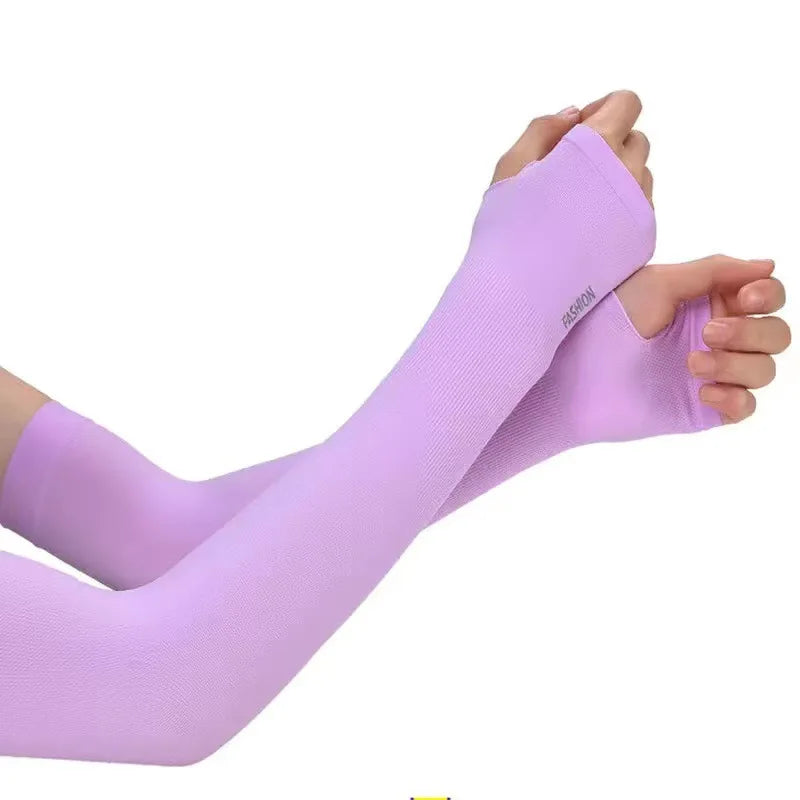 Ice Silk Cooling Arm Sleeves Summer UV Sun Protection Compression UPF 50+ for Women Volleyball Youth Sports