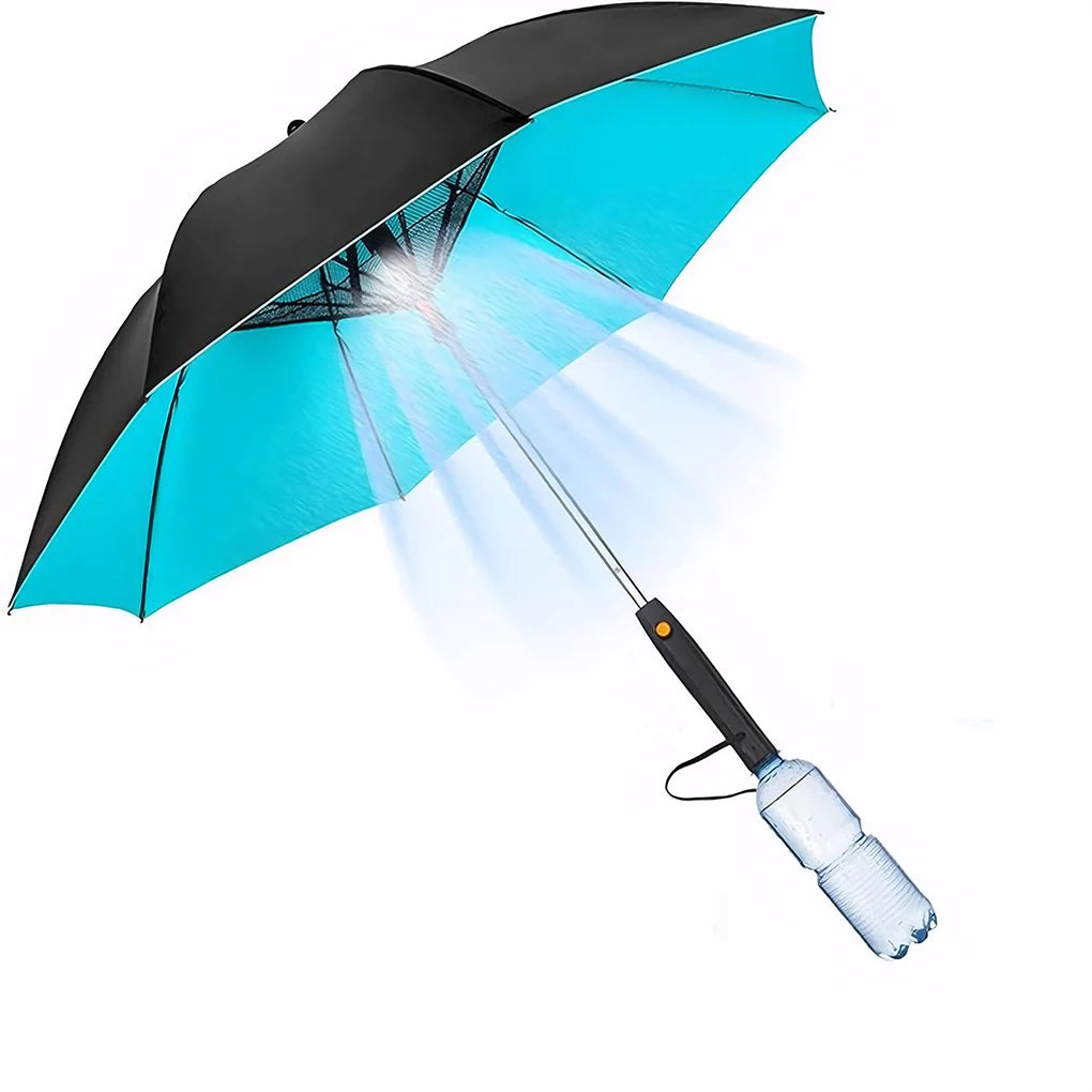 3-in-1 Sun Umbrella with Fan Misting Portable Fan Cooling Umbrella Summer Cooler for Outdoor Beach Outdoor Spray Fan Umbrella