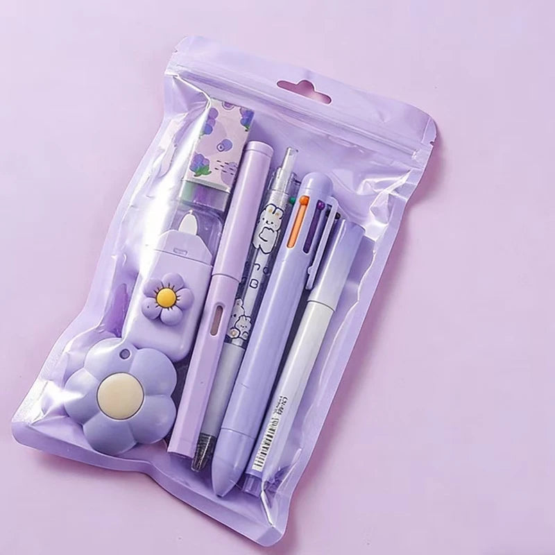 7-in-1 Stationery Set Birthday Present Back to School Gift Pencil Eraser Students Prize School Office Correction Tape Kids hopk
