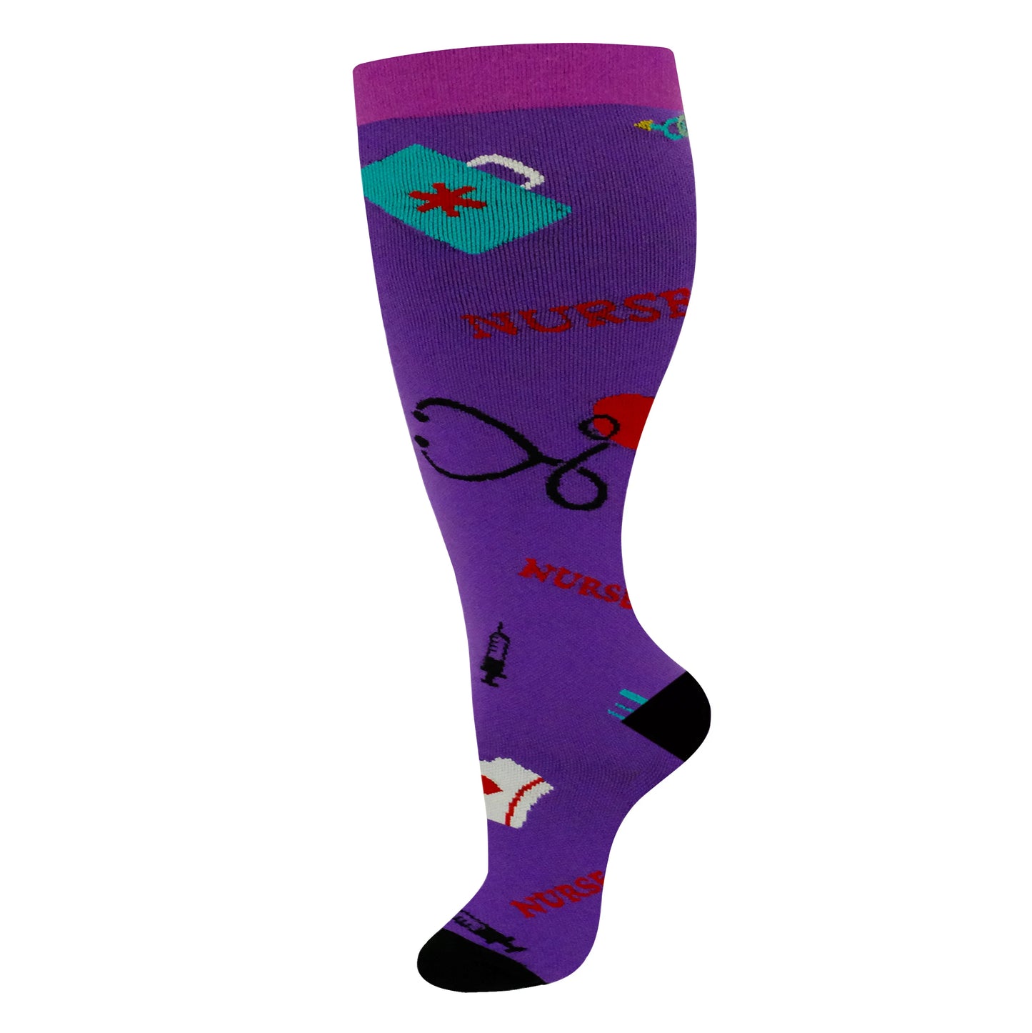 2XL-4XL Plus Size Compression Socks for Women Men 20-30 mmHg Wide Calf Extra Large Knee High Flight Sock for Circulation Support
