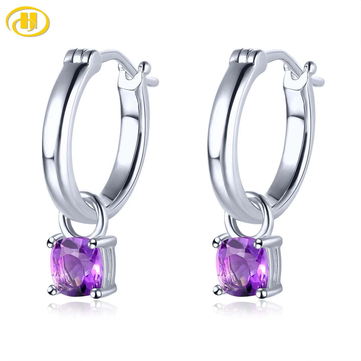 Natural Amethyst Solid Silver Drop Earring Genuine Purple Crystal Women Classic Romantic Style Jewelry S925 Top Quality Gifts