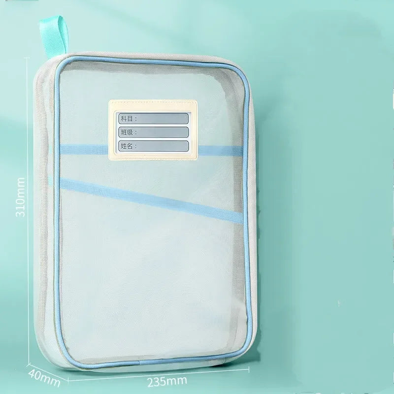 Large Capacity Double-layer A4 Stationery Organizer Storage Bag With Zipper Folders School Office Supplies