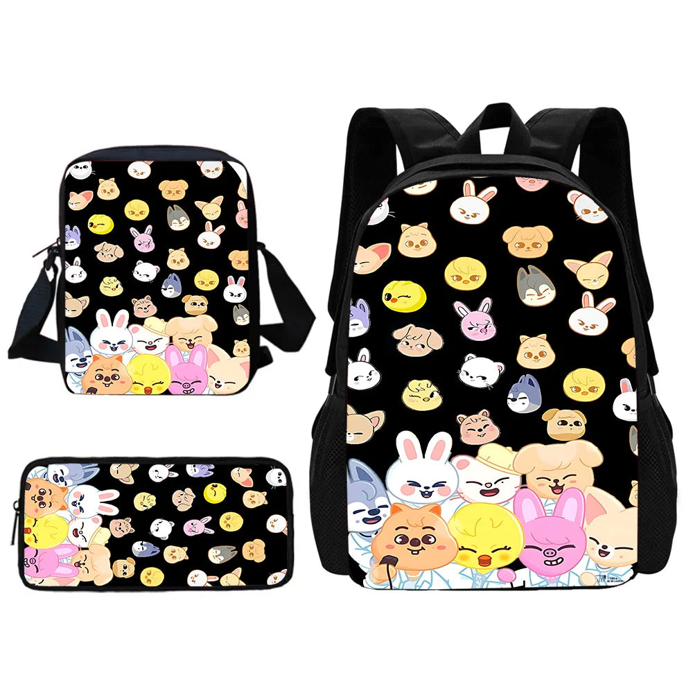 Child School S-Skzoo-o k-Kpop Stray Kids Backpack With Shoulder Bag Pencil Bags School Bags for Boys Girls Best Gift