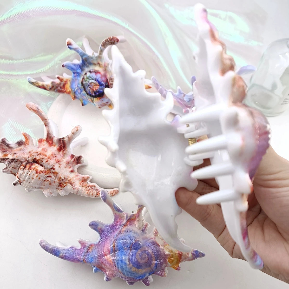 High Quality Plastic Wave Crab Claw Clips conch ocean design Shark Hair Clips Geometry High Ponytail Barrette Hairpin