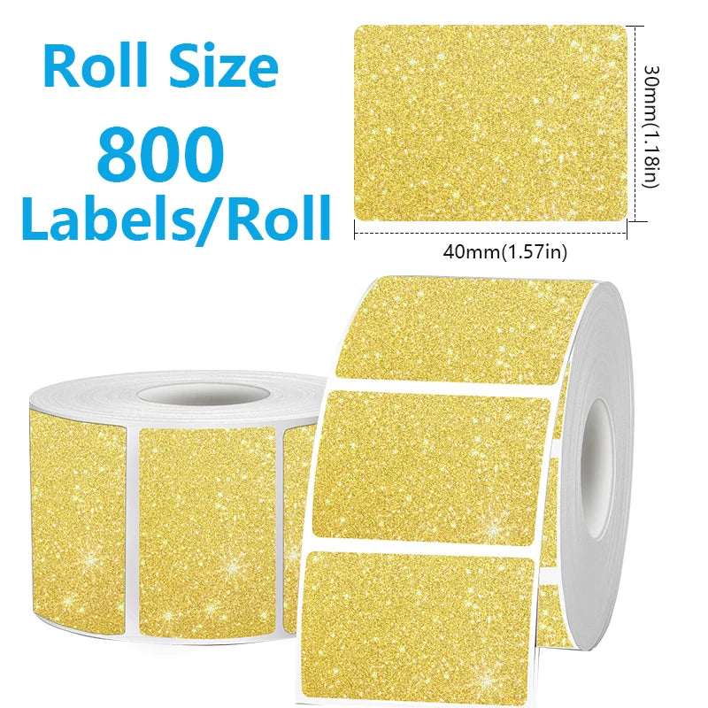 FOR Phomemo 241BT 246S D520 50mm LABEL Holographic Silver Laser Gold Gradient Thanks Card Sticker for LOGO Barcode Birthday