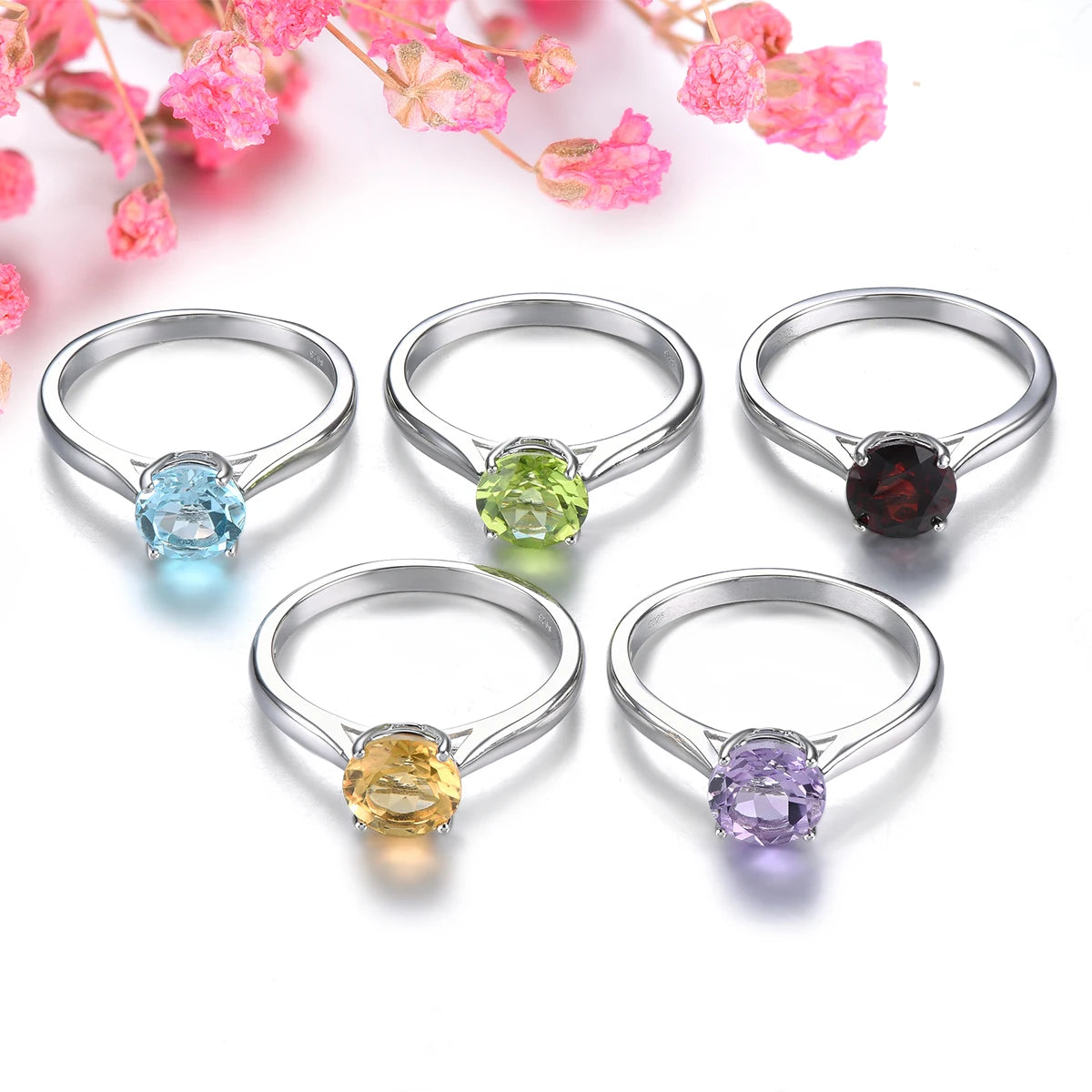 Natural Citrine Sterling Silver Rings 1.3 Carats Genuine Gemstone Classic Simple Fine Jewelry Style S925 Daily Birthday Gifts