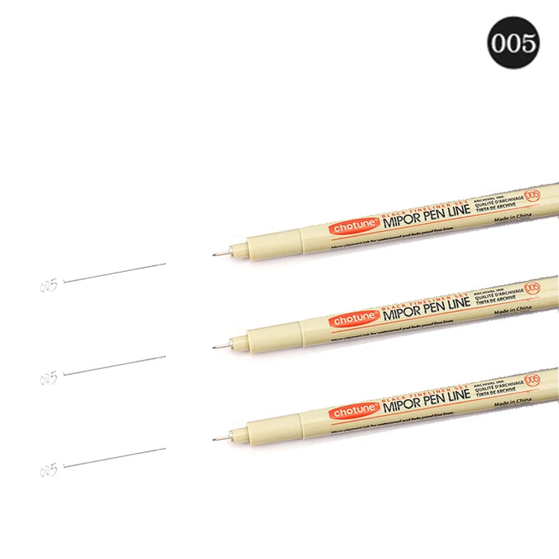 12 Tip Pigment Liner Micron Ink Marker Pen for Manga Draw Sketching Needle Pen Hook Line Pen Sketch Stationery Set Art Supplies