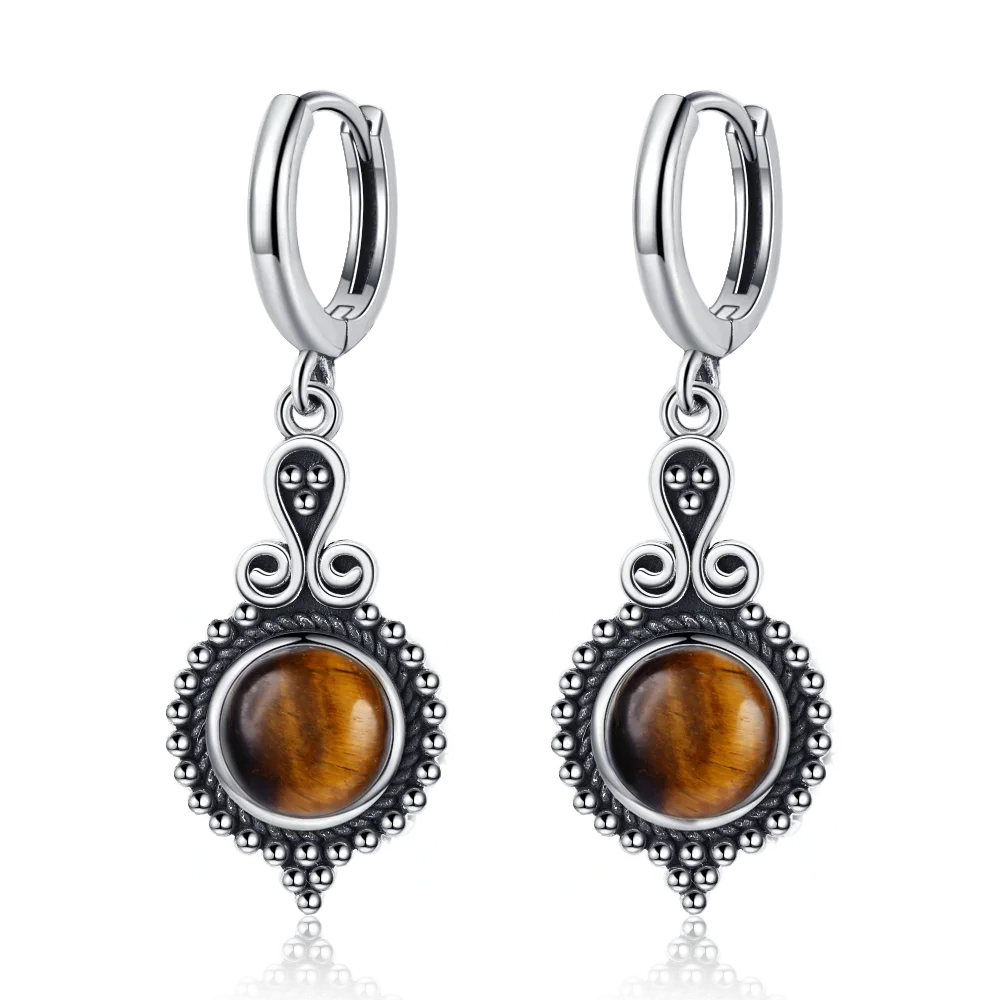 New Elegant Natural Kyanite S925 Silver Drop Earrings for Women Vintage Jewelry Wedding Engagement Hoop Earrings Gifts