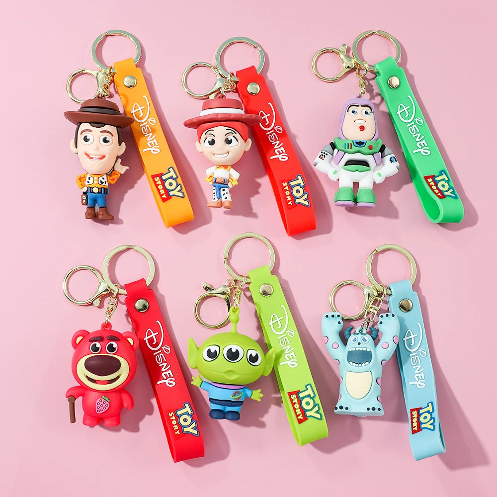 Disney 1pc or 6pcs/set Toy Story Keychain4 Woody Jessie Buzz Lightyear PVC Figures Kids Birthday Cake Bag Decoration Toy