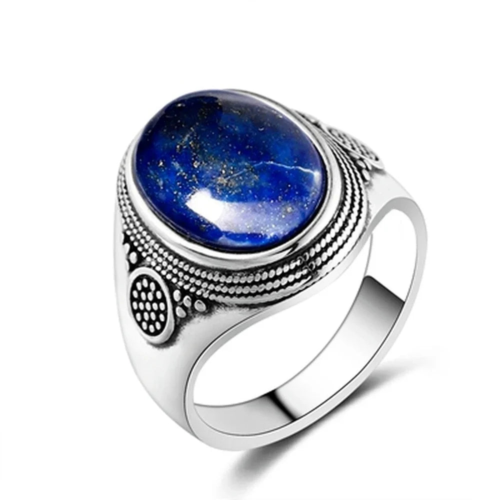 Vintage Natural Labradorite Ring for Women Men 10x14MM Oval Large Tiger Eye S925 Silver Plated Rings Boho Jewelry Gift FCGJHW