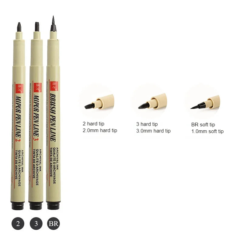 12 Tip Pigment Liner Micron Ink Marker Pen for Manga Draw Sketching Needle Pen Hook Line Pen Sketch Stationery Set Art Supplies