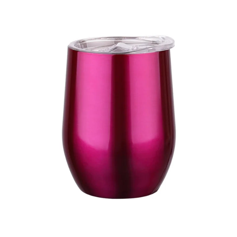 12OZ Wine seal Cover Custom Logo Mug Vacuum Insulated Thermos Garrafa Termica  Egg Shape Coffee Tumbler  Wine Beer  With Lid