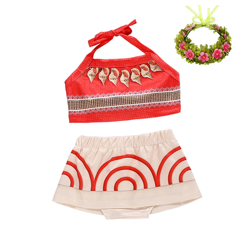Baby Little Moana Dress Costumes Cosplay Girl Dresses Anime Movie Costume Halloween Costumes Gifts Kids Dress for Girls Outfit