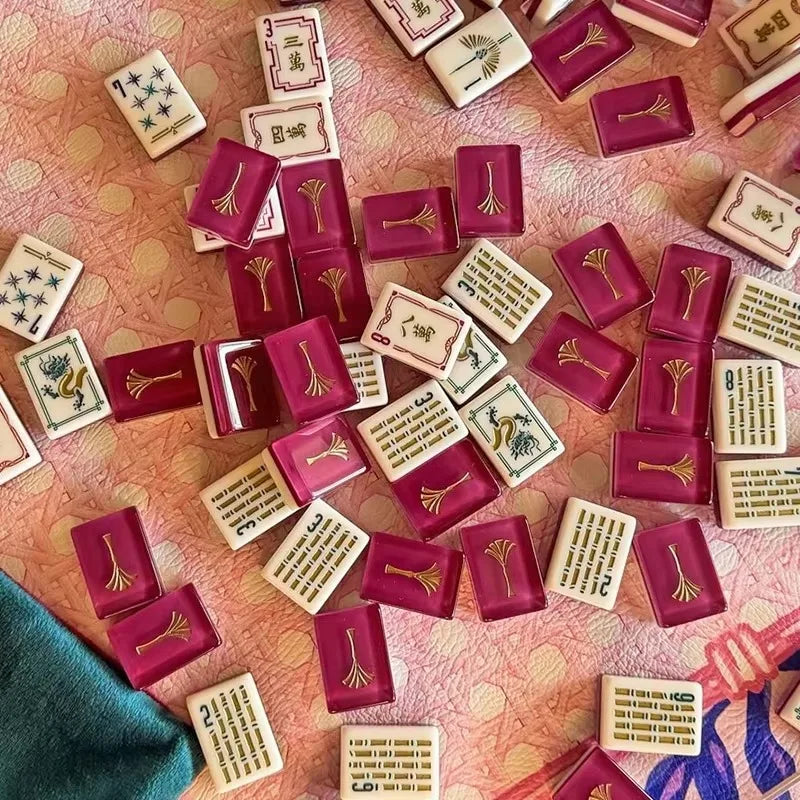 2026 Hot-Selling Acrylic Engraving American Mahjong Card Red Lake Blue Entertainment Board Game