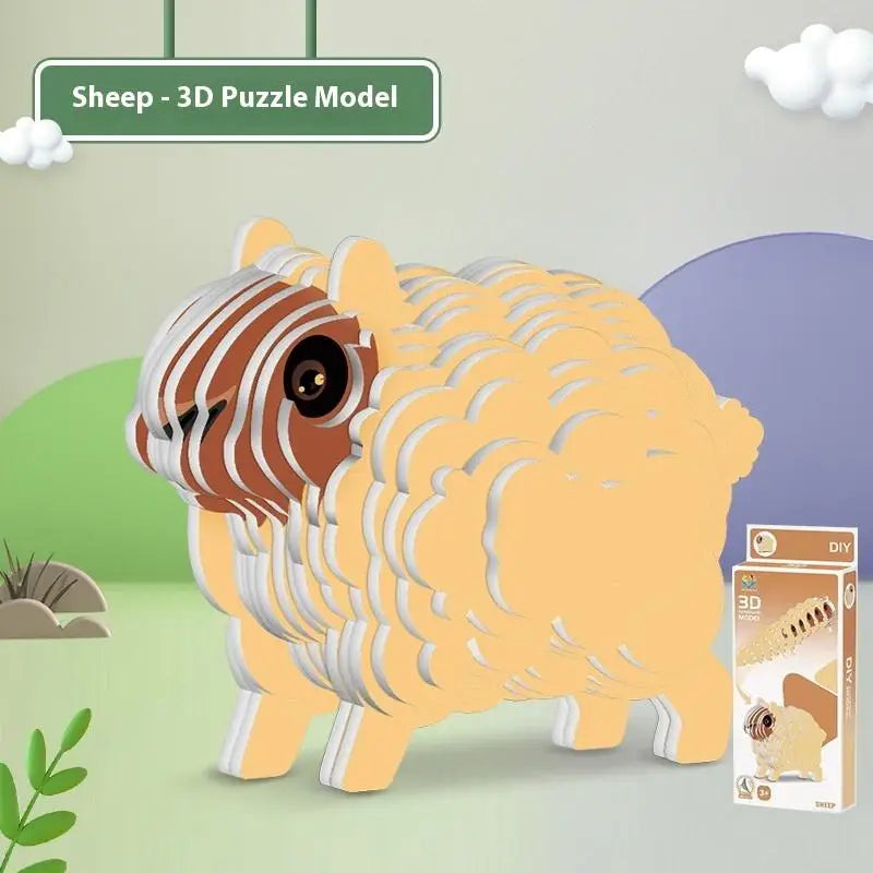 1 Set Kids Educational Montessori Toys Funny DIY Manual Assembly Three-dimensional Model Animal 3D Paper Puzzle Toy