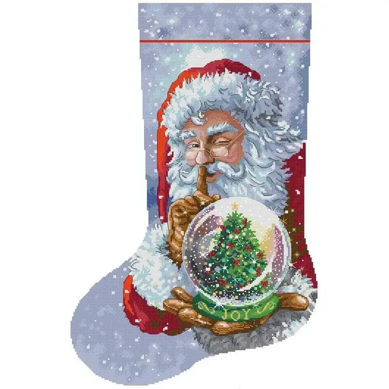 Christmas Stocking Series NKF Cartoon Pattern Cross Stitch Kit 14 16 11CT White Count Canvas Set DIY Embroidery Home Decor Gifts