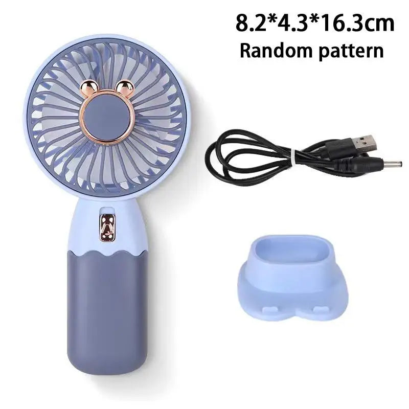 2In1 Mini Electric Fan Outdoor Portable Handheld Usb Rechargeable Cooling Desk Fan With Mobile Phone Stand Function Summer·