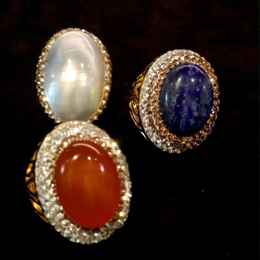 Natural Amethyst Freshwater Pearl Finger Rings Handmade Rhinestone Quartz Sudan Stone Jewelry for Women Mix Design Gemstone