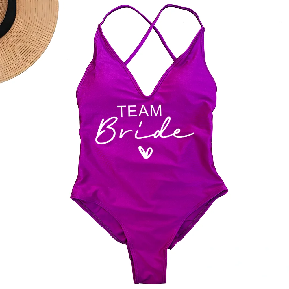 Sexy Padded One Piece Swimsuit Women Team Bride Swimwear Bikini Summer Bathing Suit Plus Size Beachwear Bachelorette Party Lady