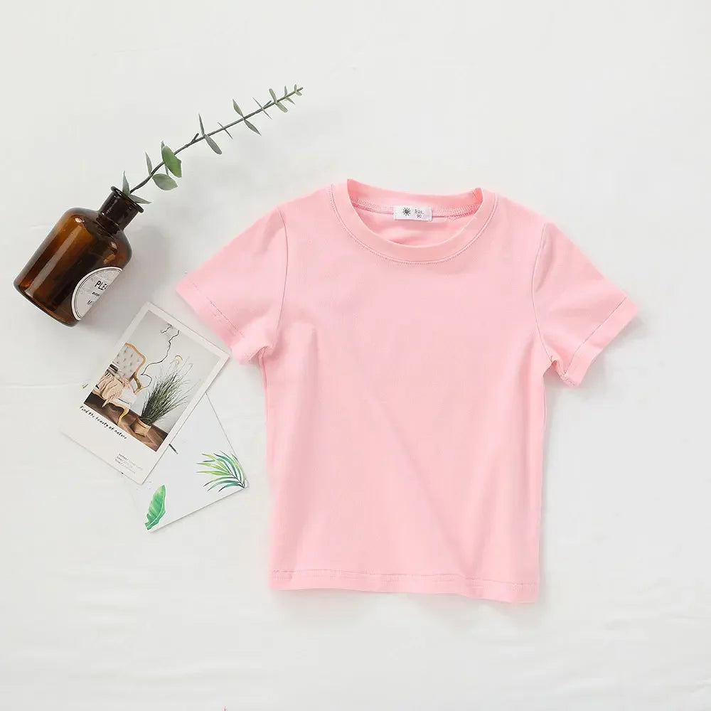 2-7T Toddler Kid Tshirt Summer Cotton Baby Boy Girls Clothes Short Long Sleeve Tee Top Casual Infant T Shirt Childrens Outfit