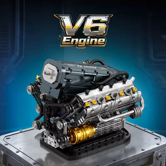 1268PCS V6 Engine Building Blocks MOC DIY Technic Mechanical Car Motor Bricks with Working Pistons Science STEM Toy Gift Adults