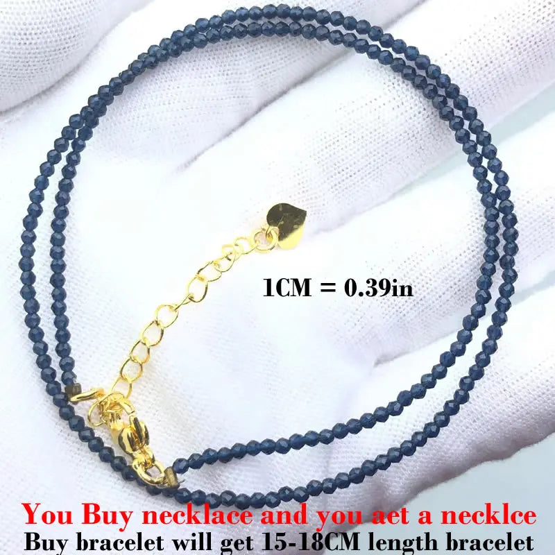 HOT Natural Stone 2mm Faceted Beads Necklace Crystal quartz Garnet agate Beaded Chains Fashion Simple Men Women Jewelry Gifts