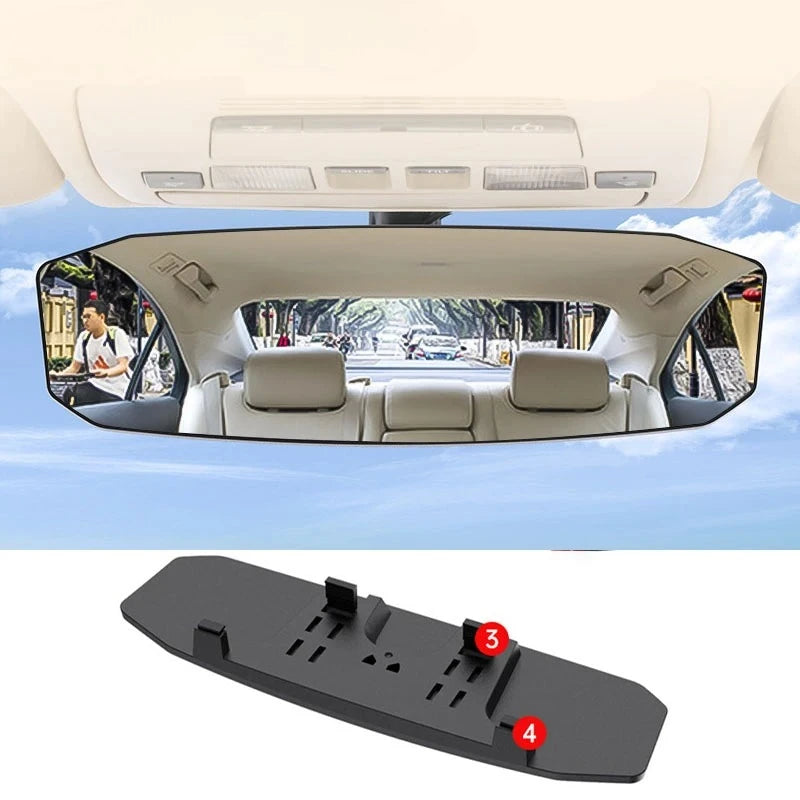 Wide Angle Convex Rearview Mirror Anti-Glare HD Glass Large Vision Car Interior Monitor for Baby Child Seat View Universal Auto