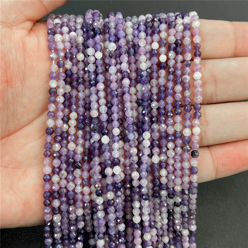 2mm 3mm 4mm Faceted Natural Stone Pink Rose Quartzs Crystal Beads Round Amethysts Loose Beads for DIY Jewelry Making Necklace