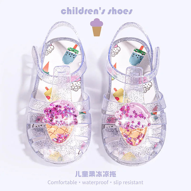 New Summer Kids Cute Cartoon Sweet Jelly Sandals Children Original Fruit Clogs Shoes for Toddler Non Slip Soft Sole Sandalsl