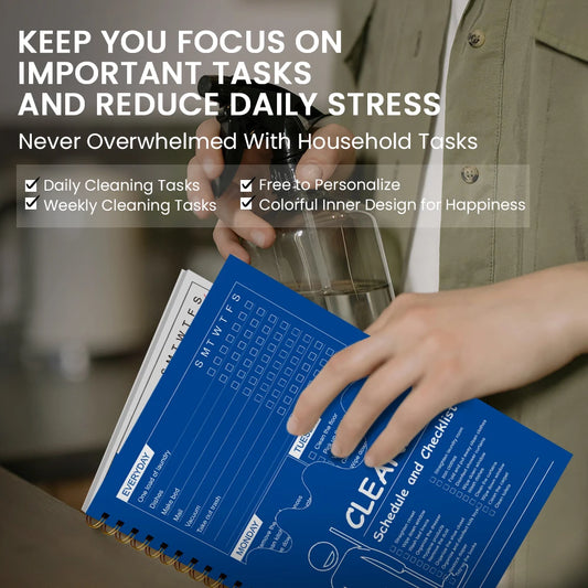 Cleaning Schedule Planner Notebook A5 Spiral Daily Weekly Monthly Checklist Home Organizer Task Log Book