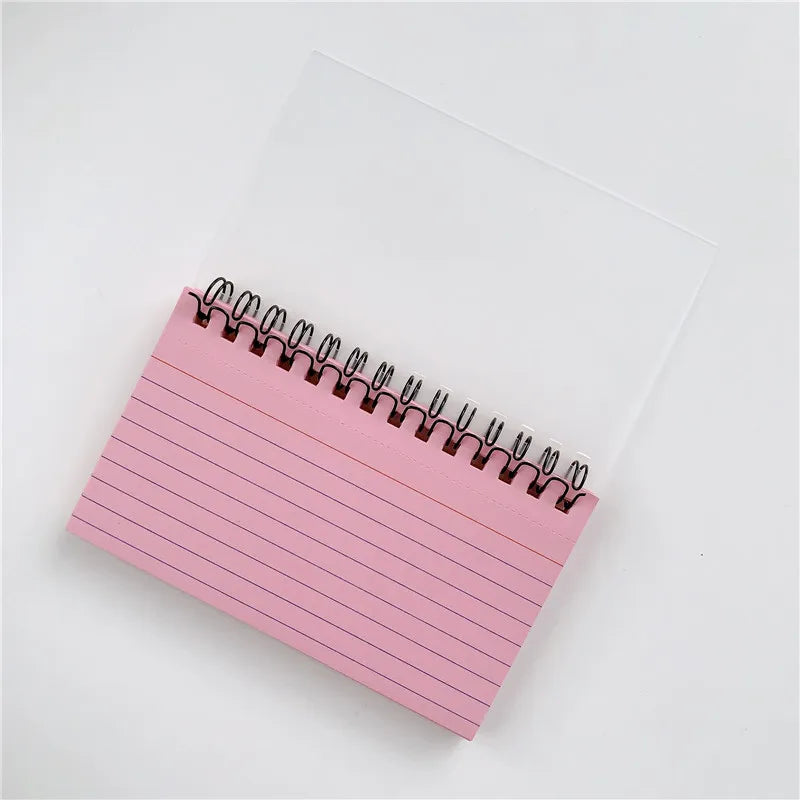 50 Sheets/book Colorful Tearable Spiral Notebook Horizontal Line Minimalist Transparent Cover Memo Pad School Office Writing Pad