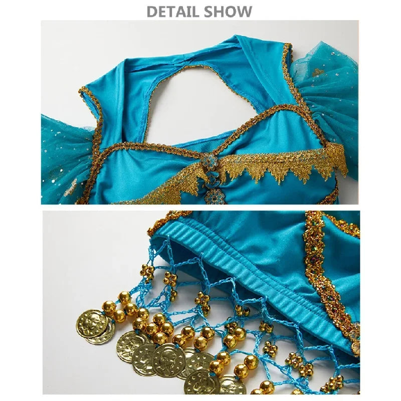 Women Festival Halloween Cosplay Belly Dance Top Dress Adult Indian Arab Jasmine Sari Fantasy Rave Bollywood Outfit Costume Suit