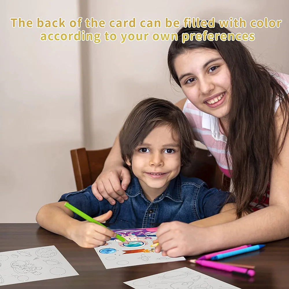 Children Scratch Painting Set Magic Rainbow Colors Scratch Art Painting Card Books Early Education Template Drawing Toys For Kid