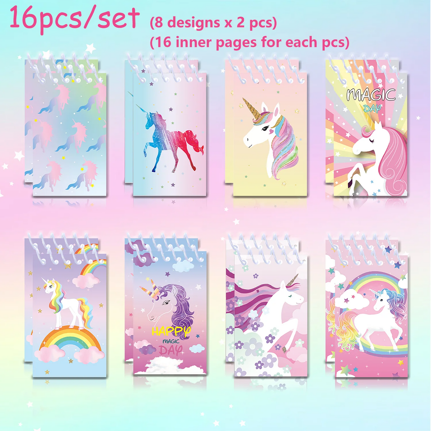 Unicorn Theme Mini Spiral Pocket Notebooks Memo Pad Coil Booklet Notepads For Office Stationery School Diaries Birthday Gifts
