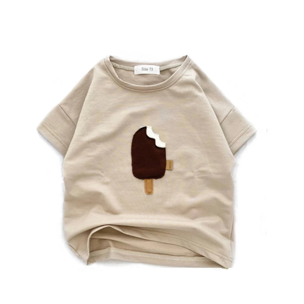 Toddler Kid Baby Boys Girls Clothes Summer Top Short Sleeve Cotton T Shirt Loose Infant Rainbow Ice Cream Tee Childrens Outfits