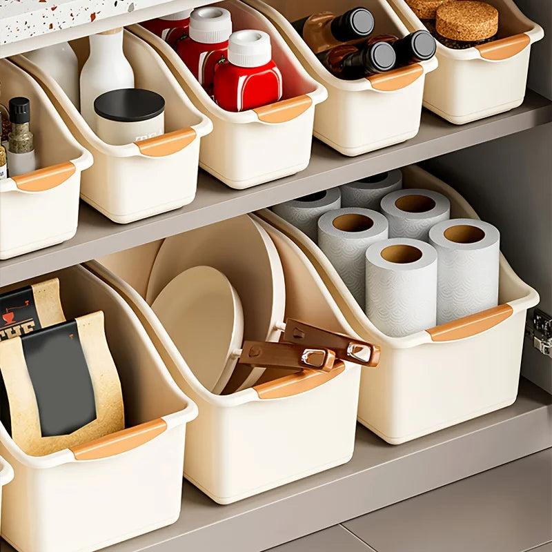 1/3pcs Multi-Functional Storage Box Set, Curved Space-Saving Design, Stackable Organizer Bins for Home Organization, Kitchen