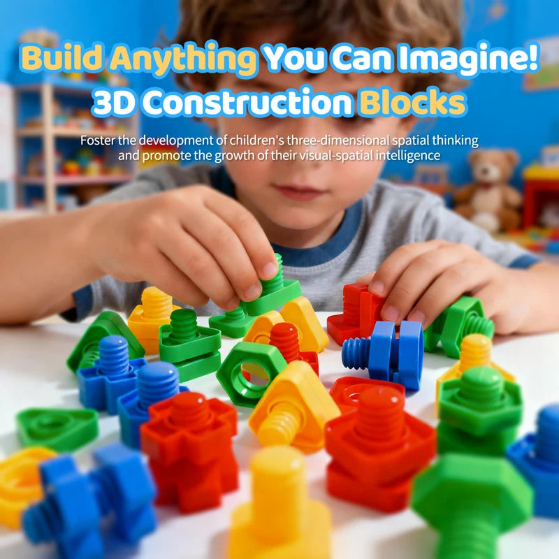 10/20 Pairs STEM Screw Nut Building Block Montessori Fine Motor Skills Educational Puzzle Party Favor Gift Toy for Kids Children