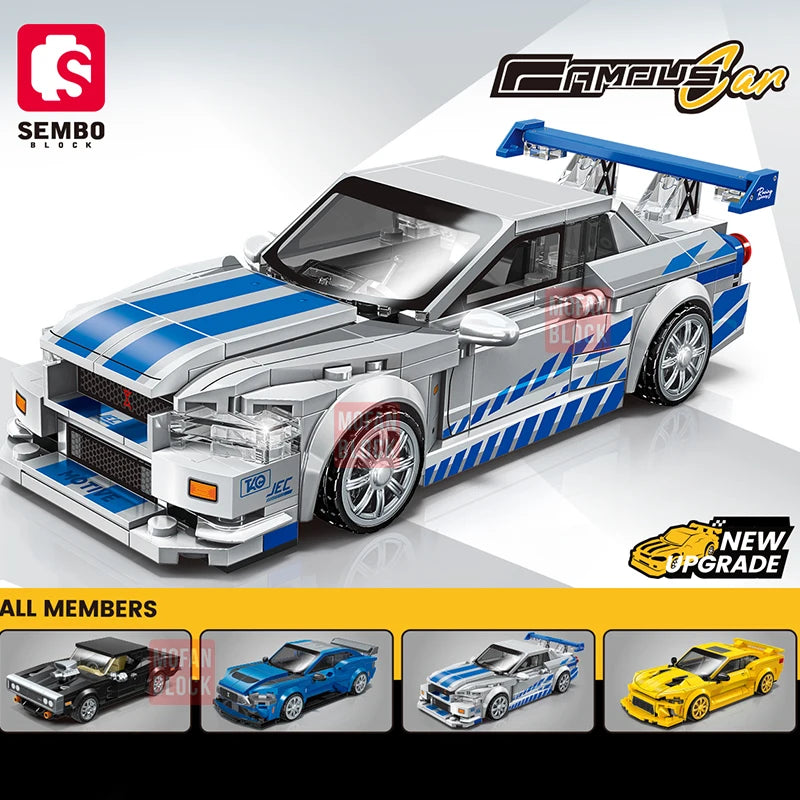 SEMBO BLOCK City Famous Technical Sports Car Supercar Model Assembly Building Block Classic Vehicle Series Bricks Boy Toys Gifts