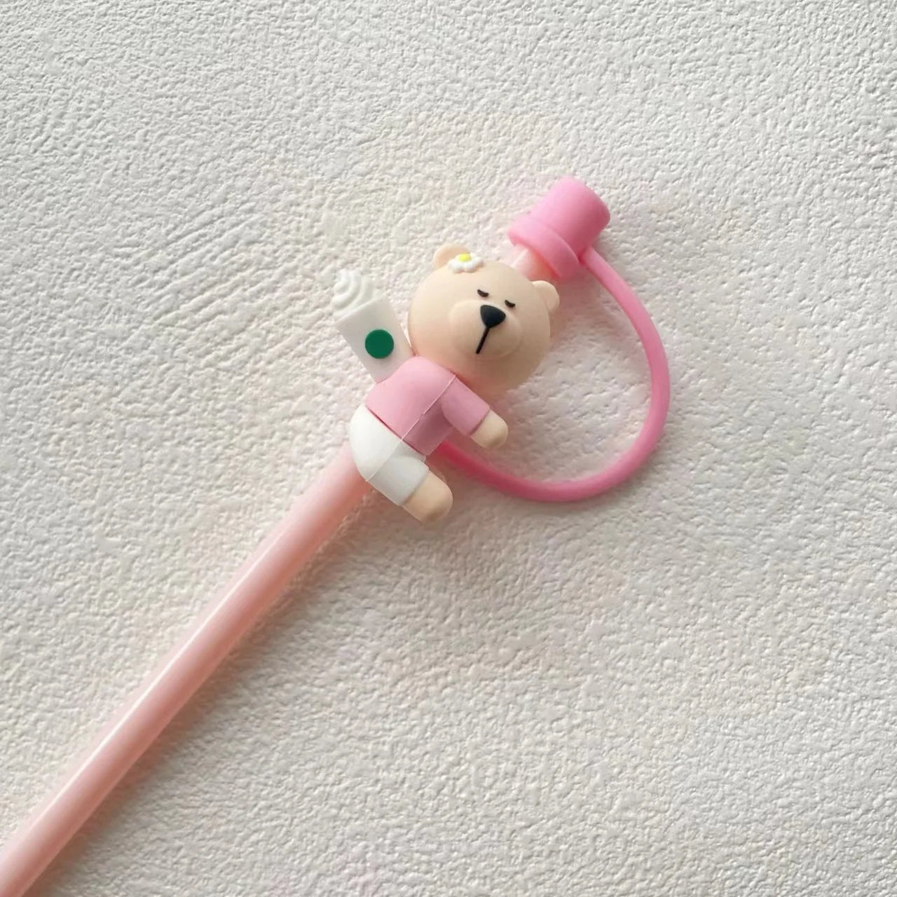 1pc Cute Bear Silicone Straw Cover Dust Plug for 7-8mm Straw Cups Tumblers Drink Lid Cap Creative Straw Toppers Cup Accessories